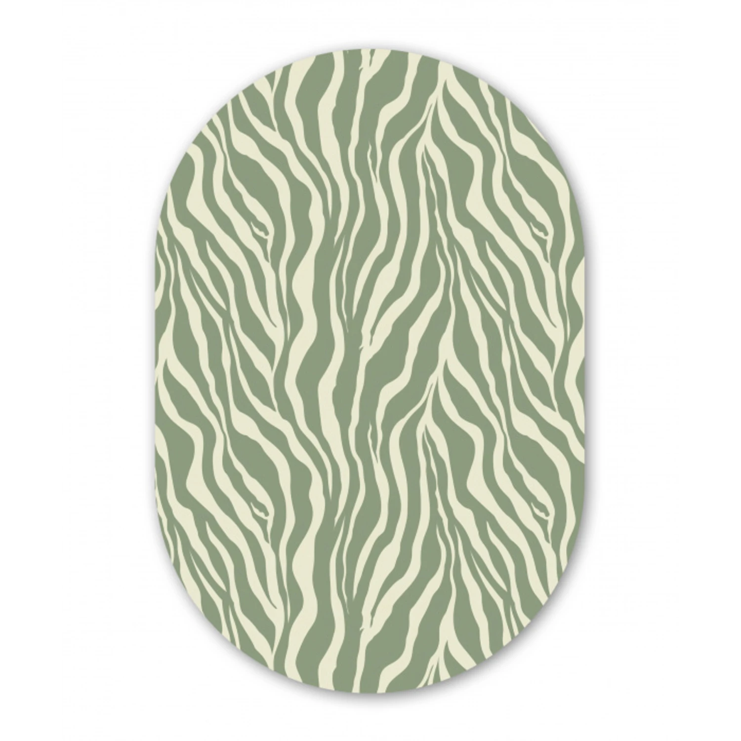 Zebra - Motief - Groen Wandcirkel Ovaal Forex klein 630 -3d