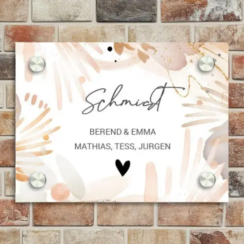 Abstract beige - Sierlijk Naambord Rechthoek middel -sfeer3