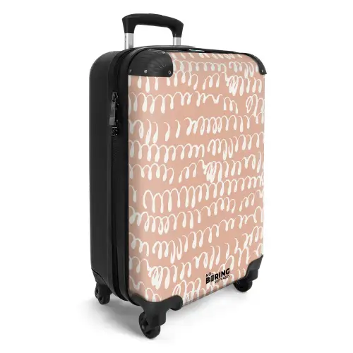 Golvende witte luslijnen op terracotta achtergrond NBS - Handbagage koffer - Volwassenen Unisex middel -productfoto_3d