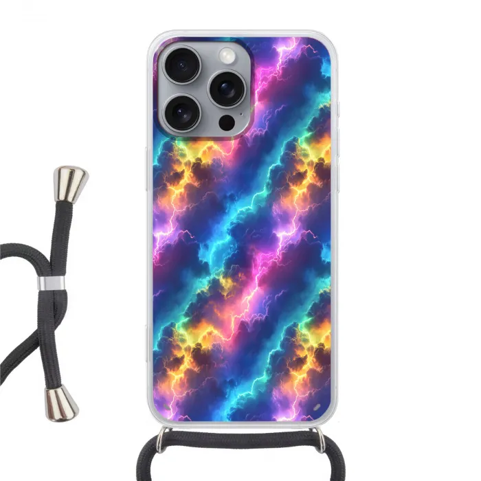 Storm - Bliksem - Regenboog Hoesje iPhone 16 Pro Max met koord klein 804 -3d