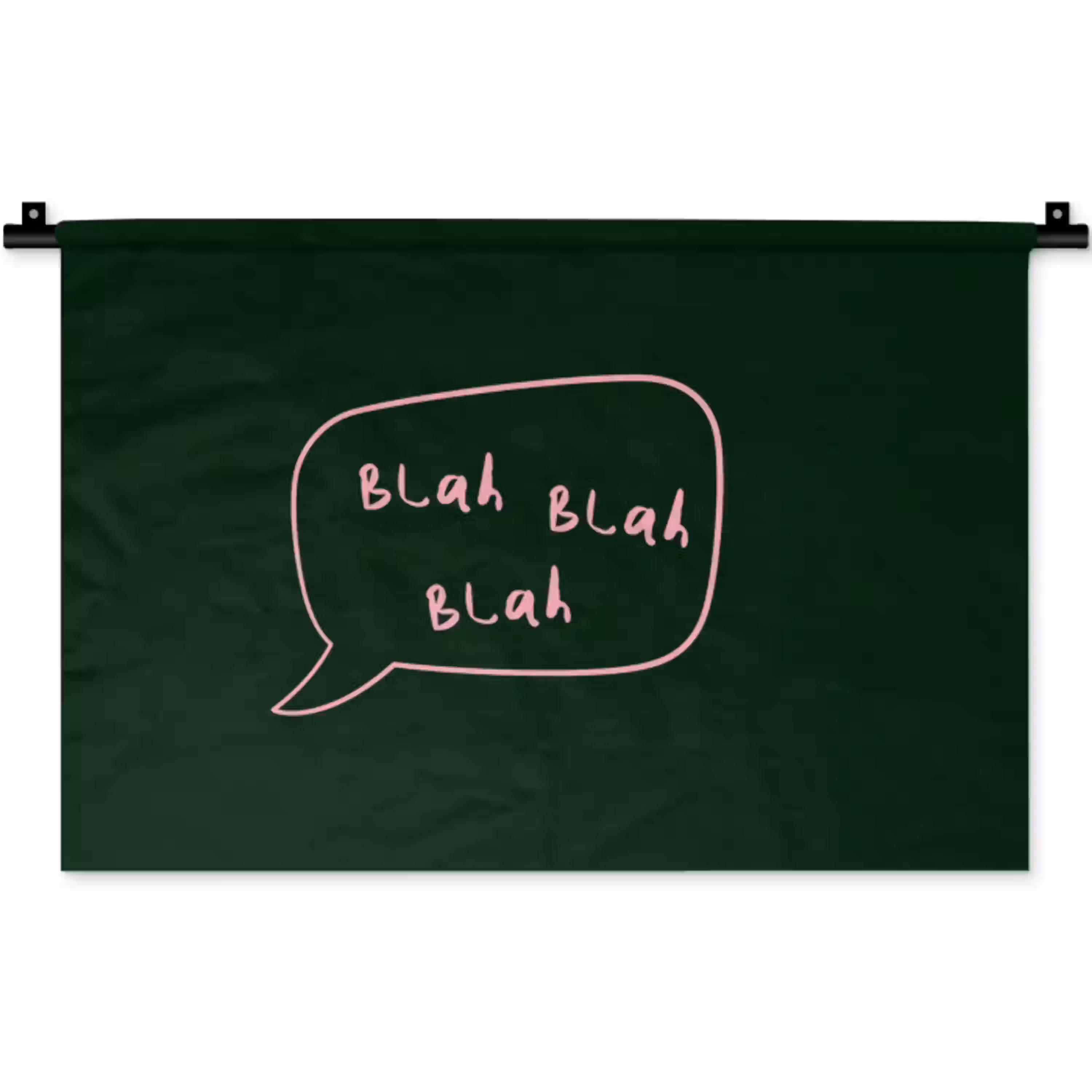 Tekstwolkje - Donkergroen - BLAH BLAH BLAH Wandkleed katoen klein -zz3d