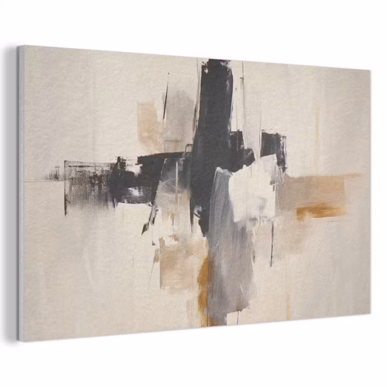 Akoestisch schilderij - Penseelstreken - Ruw - Abstract - Beige