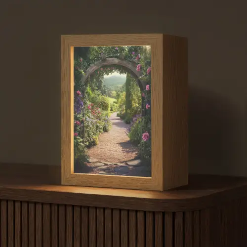 Doorkijk - Bloemen - Natuur - Rozenboog Light Box met kabel (Tafellamp) klein -z3d_website