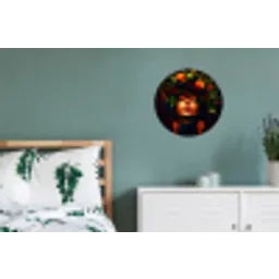 Vrouw - Zwart - Bessen - Bramen - Appels Wandcirkel aluminium klein -slaapkamer