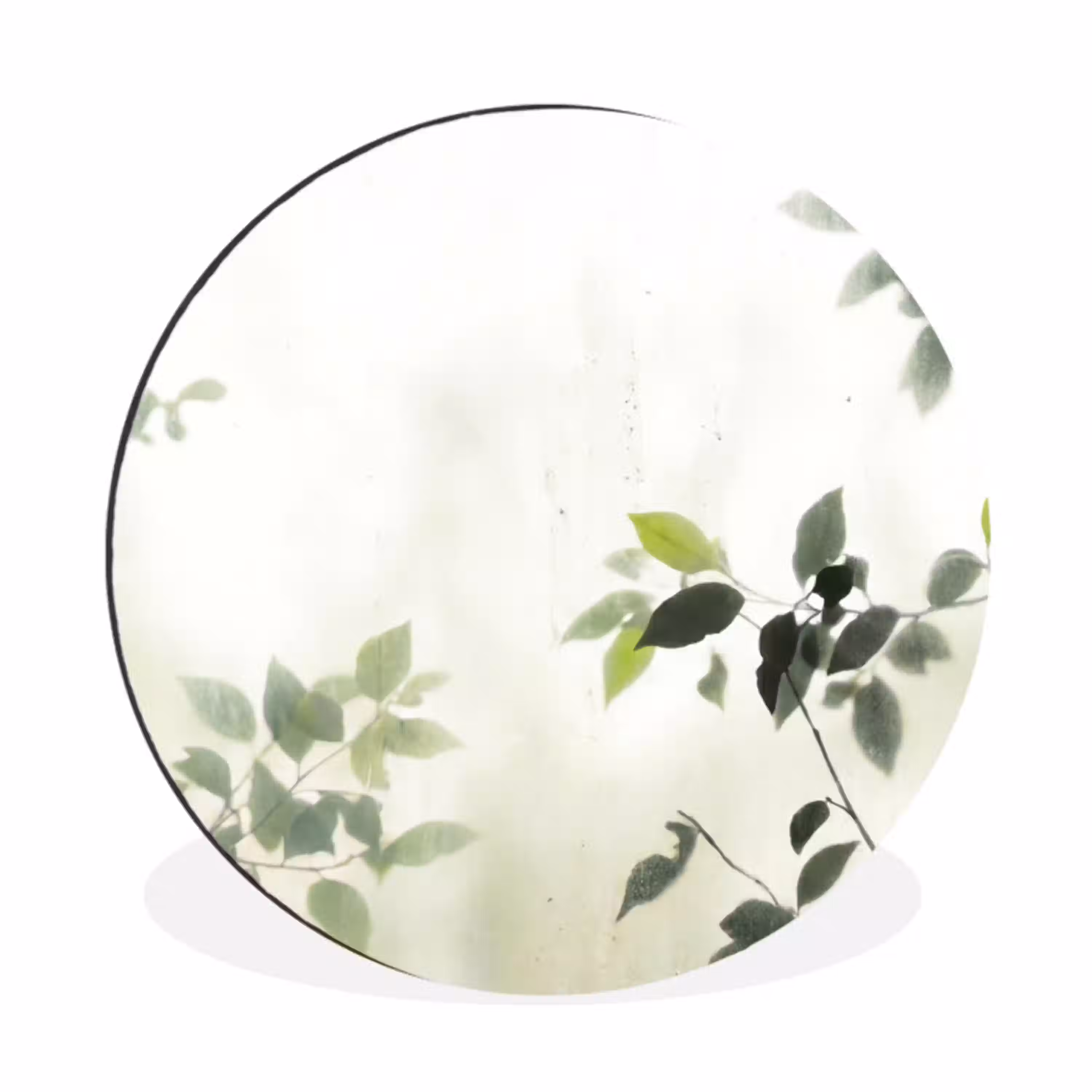 Blad - Schaduw - Natuur - Abstract - Groen Wandcirkel aluminium klein -3d
