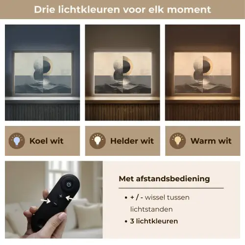 Cirkels - Schaduw - Abstract Light Box met batterij (Wandlamp) middel -USP_lichtkleurNL