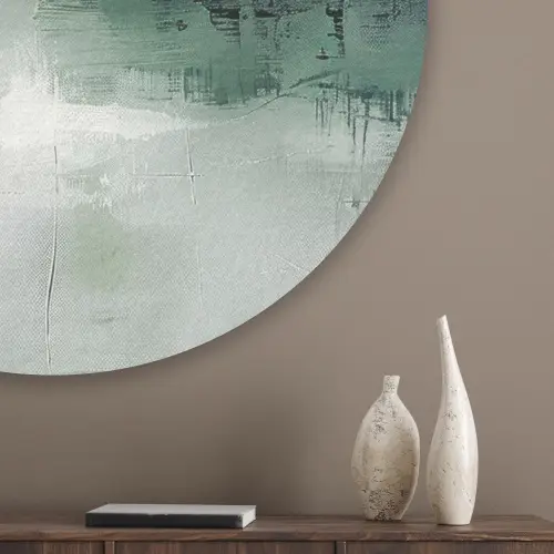 Groen - Modern - Abstract - Goud Akoestische PET Vilt - Rond klein -sfeer5_closeup