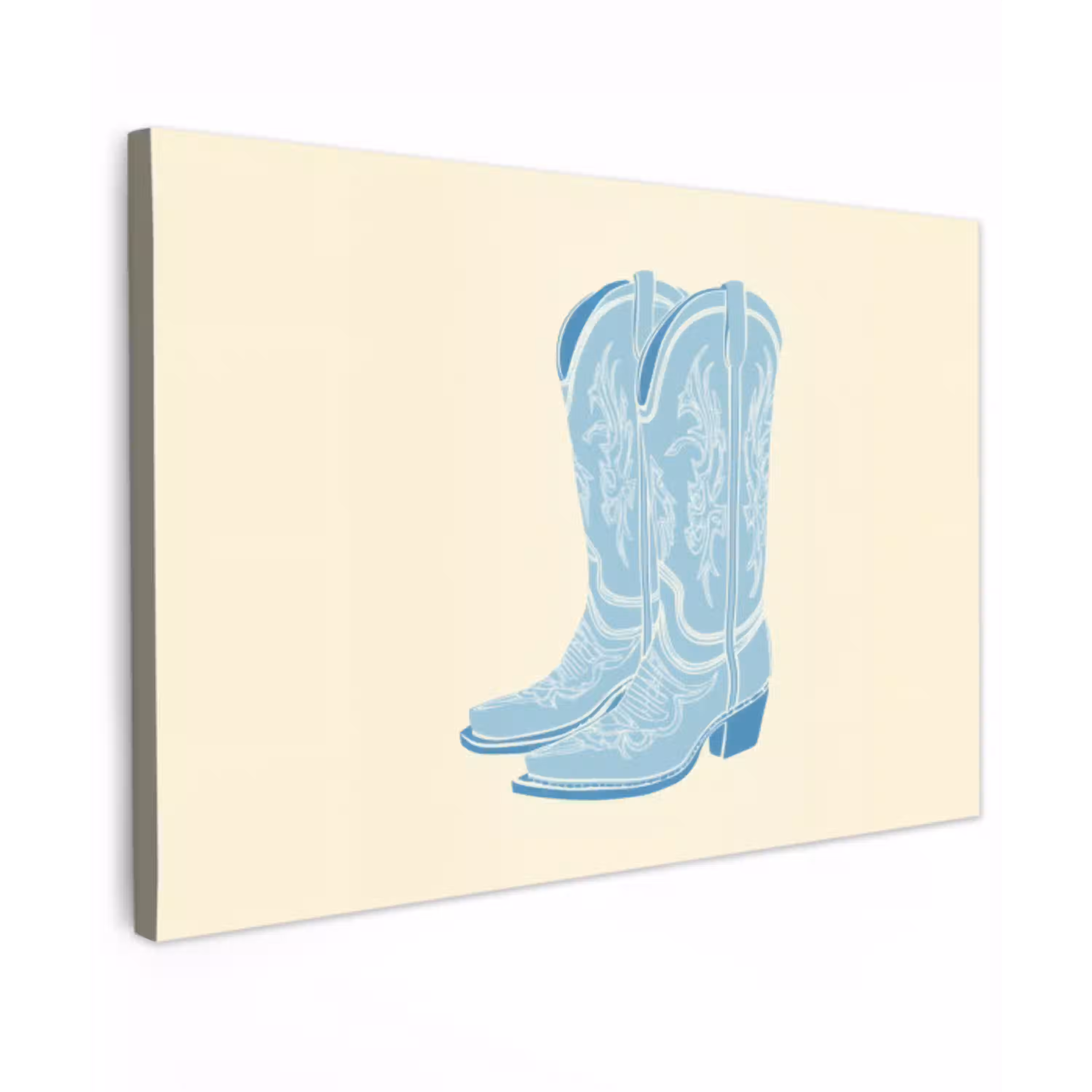 Illustratie - Cowboylaarzen - Patroon Tuinposter op houten frame 2 cm dik klein -3d