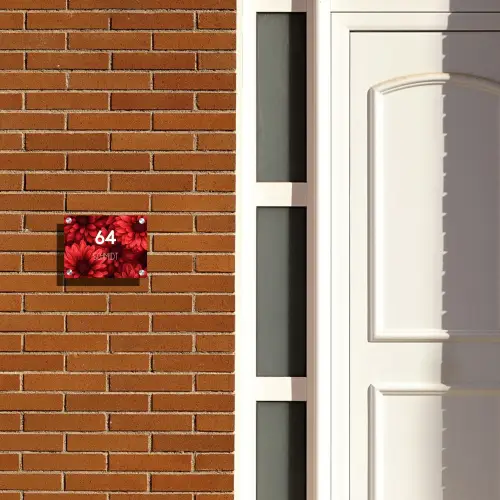 Rode bloemen - Modern Naambord Rechthoek middel -sfeer3-rechthoek-S