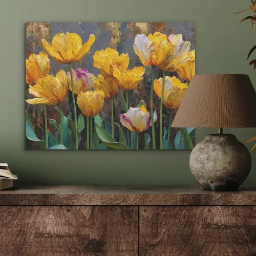 Tulpen - Geel - Penseelstreken - Abstract PET vilt klein -sfeer2