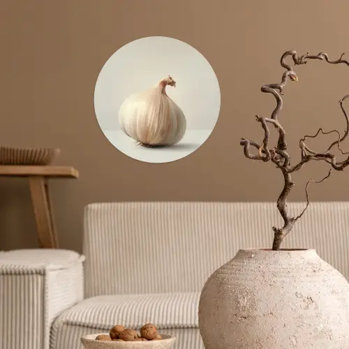 Knoflook - Natuurlijk - Beige Wandcirkel behangsticker klein -sfeer1