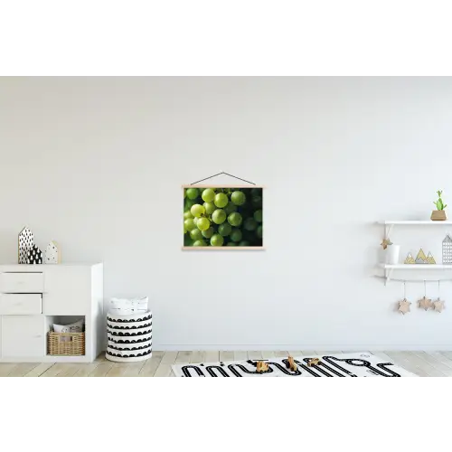 Druiven - Tros - Groen textielposter latten blank klein -kinderkamer