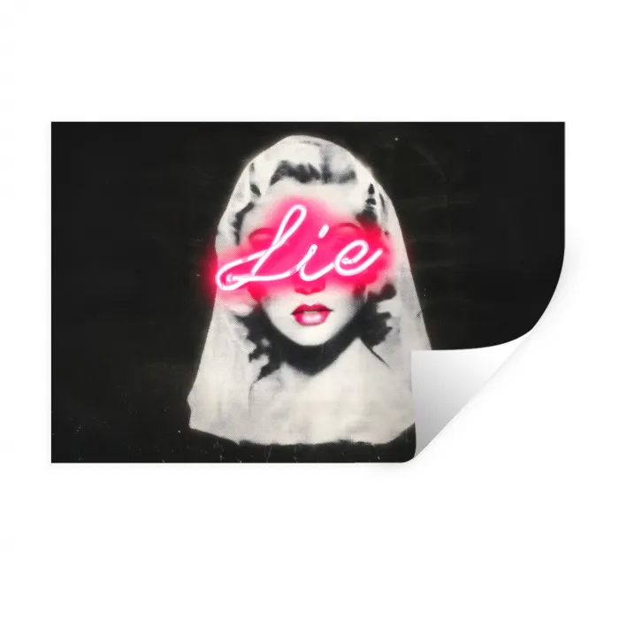 Neon - Letters - Vintage - Vrouw Muursticker klein -3d
