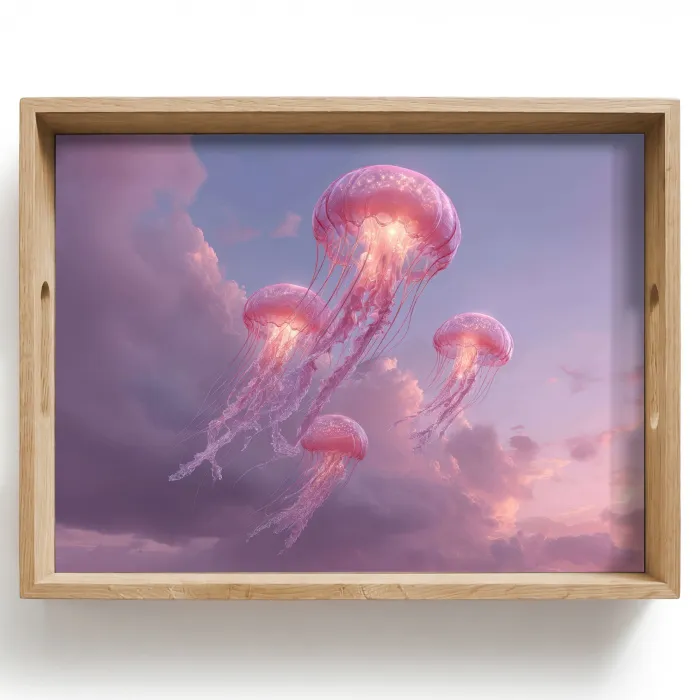 Kwallen - Roze - Wolken Dienblad Rechthoek middel -z3d_shopping