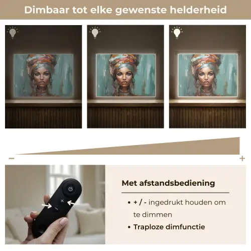 Vrouw - Kunst - Sieraden - Portret Light Box met batterij (Wandlamp) middel -USP_dimbaarNL