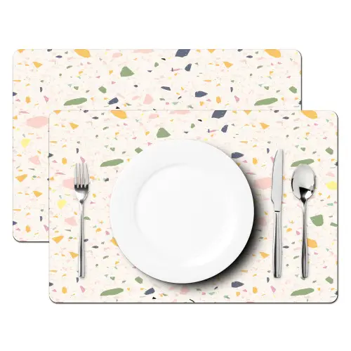 Terrazzo - Patroon - Kleurrijk  - Festival Placemat vinyl groot 368 -zzsfeer2_Kitchenyeah-website