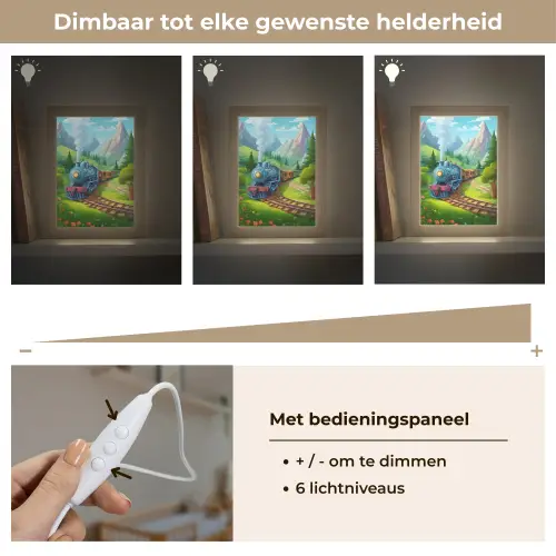 Trein - Bloemen - Kinderen - Natuur Light Box met kabel klein -USP_dimbaarNL