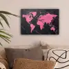 Wereldkaart - Roze - Marmer canvas 2cm klein -sfeer1