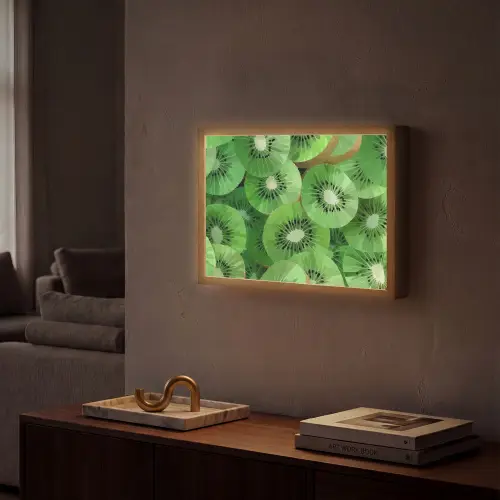 Kiwi - Groen - Pitten Light Box met batterij (Wandlamp) middel -sfeer1