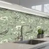 Klassiek - Botanisch - Groen keuken achterwand 2 middel 871 -3d_schuin
