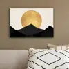 Bergsilhouetten - Gouden cirkel - Beige canvas 2cm klein -sfeer3