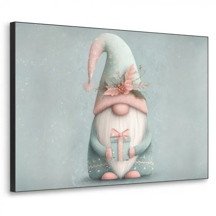 Kerstgnome - Cadeau - Groen Textielframe zwart klein -3d