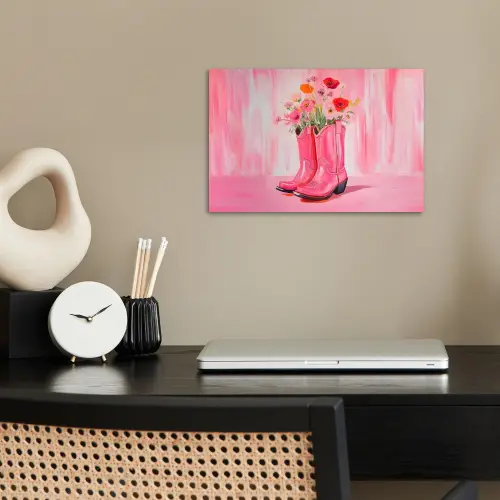 Roze - Bloemen - Cowboy poster papier klein -sfeer1