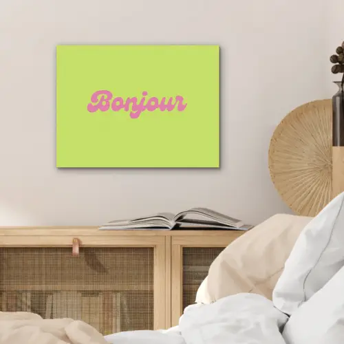 Groen - Roze bonjour - Retro PET vilt klein -sfeer3