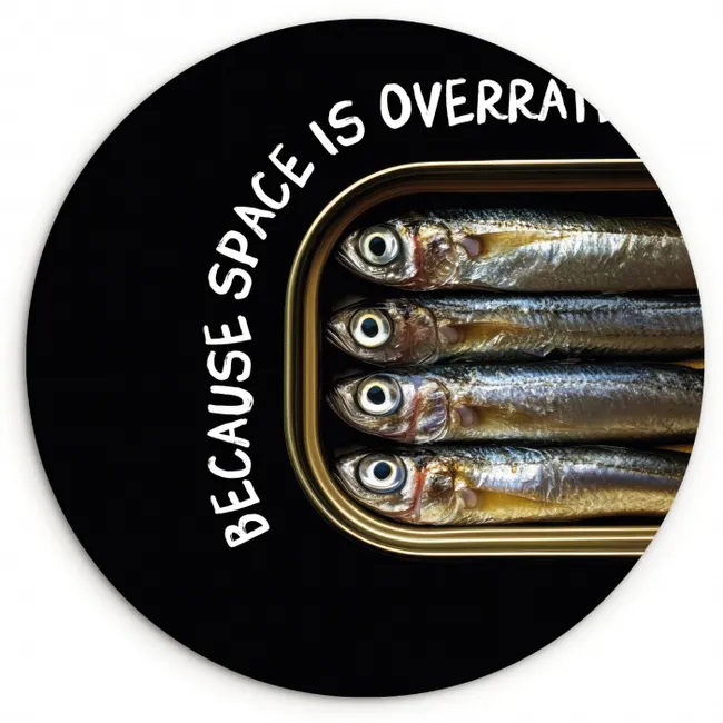 Sardines - Tekst - Vis - Blik KitchenYeah - Keuken - Wandcirkel Forex klein -3d