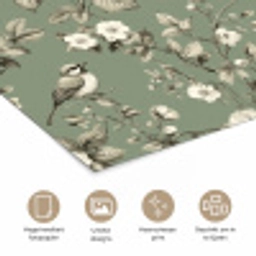 Botanisch - Vogels - Groen poster papier klein 62 -closeup_NL