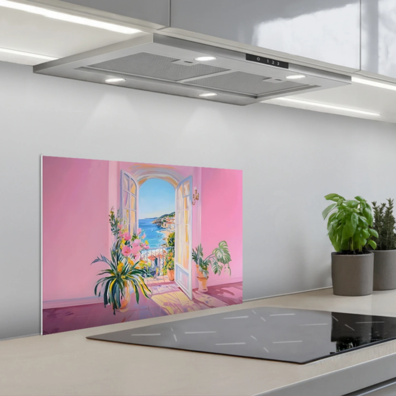 Roze - Buiten - Verf keuken achterwand spatscherm klein -3d_schuin