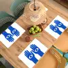 Handen - Twee - Ogen - Blauw Placemat vinyl groot -zzsfeer5_Kitchenyeah-website