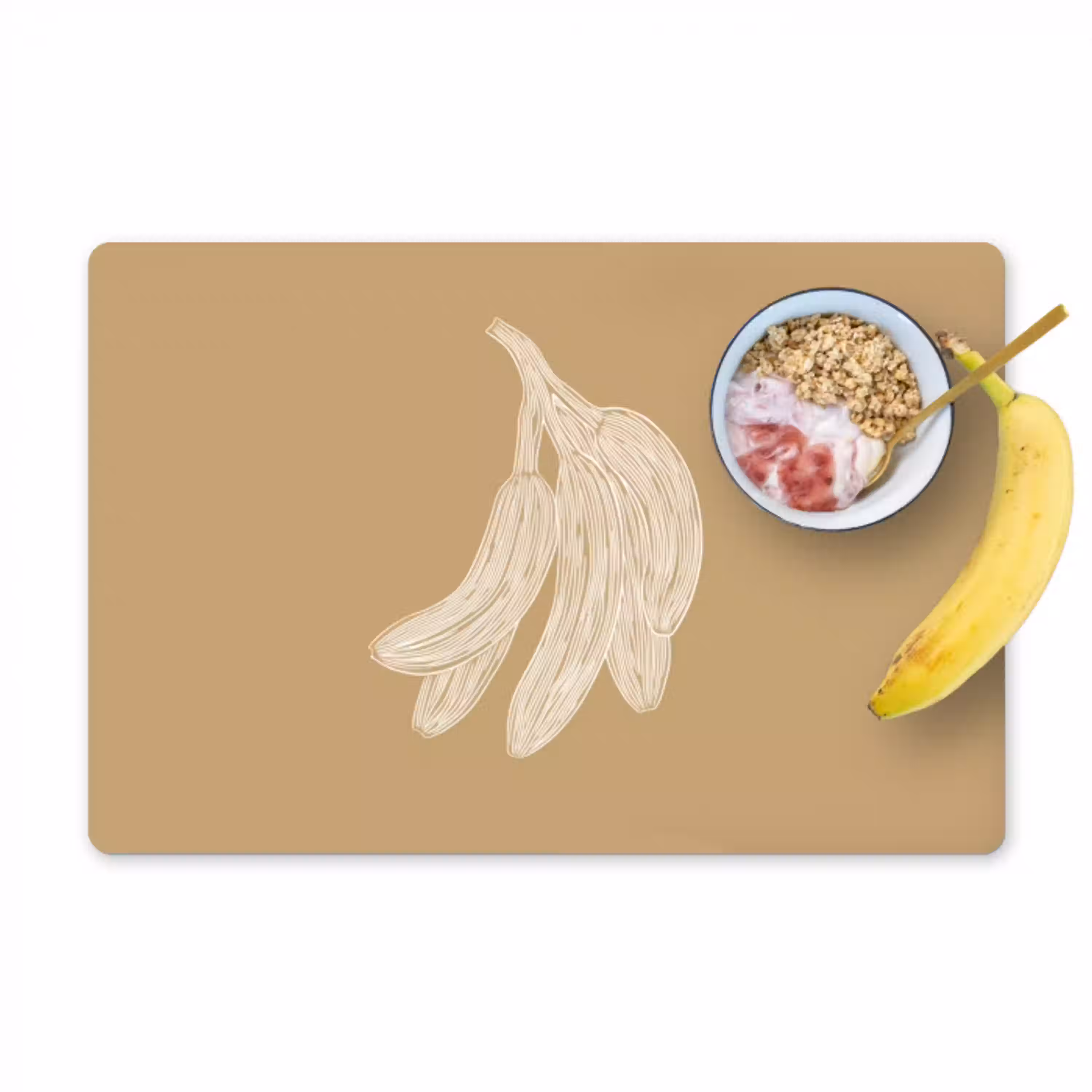 Bananen - Beige - Lijntekening - Minimalistisch Placemat vinyl groot -zzzproduct_Kitchenyeah-website