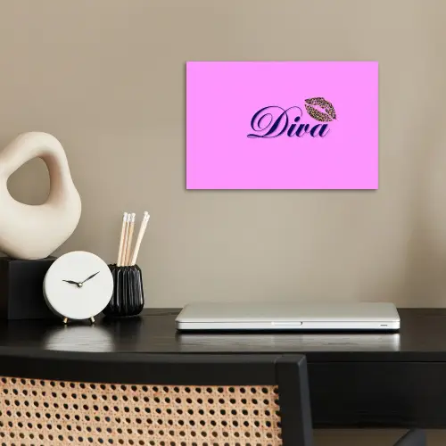 Diva - Lip - Panterprint - Roze poster papier klein -sfeer1