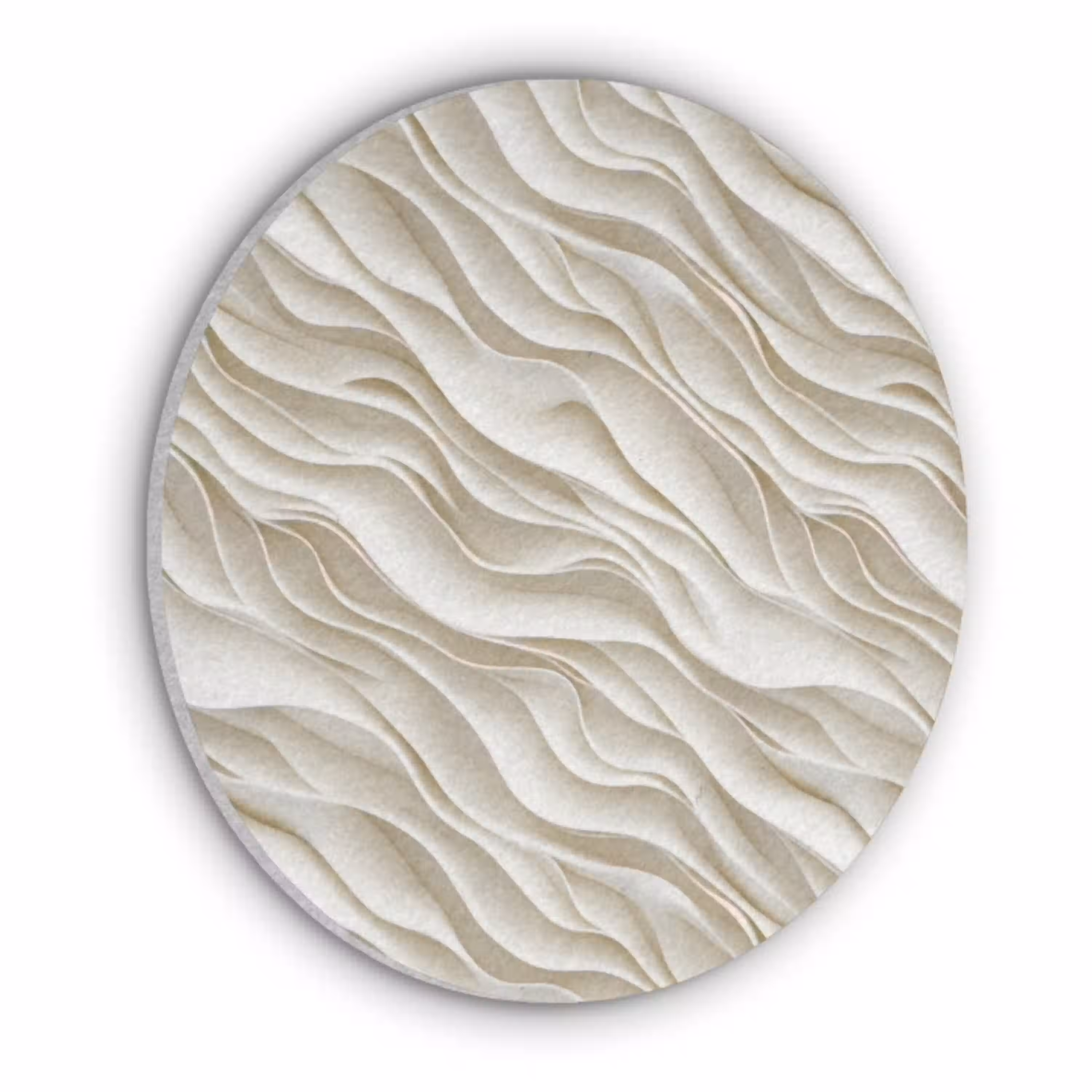 Golven - Wit - Minimalistisch Akoestische PET Vilt - Rond klein 838 -3d