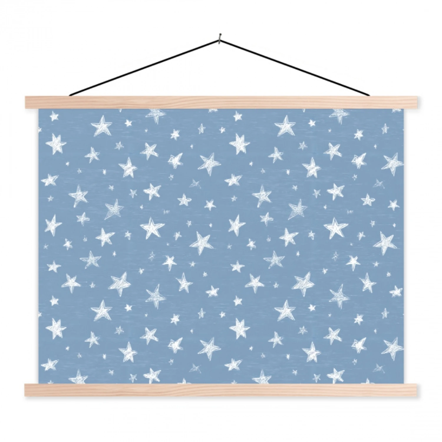Sterretjes - Patroon - Blauw textielposter latten blank klein 122 -3d