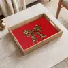 Strik - Sierlijk - Panter - Rood Dienblad Rechthoek middel -sfeer1