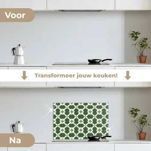 Tegel - Klassiek - Groen keuken achterwand spatscherm klein 900 -voor_na_NL