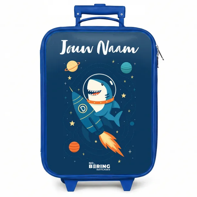 Kinderkoffer blauw met naam - Dier - Ruimte - Planeet - Raket