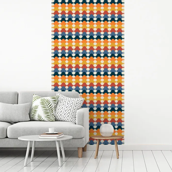 Retro - Disco - Golven fotobehang vinyl groot 64 -woonkamer