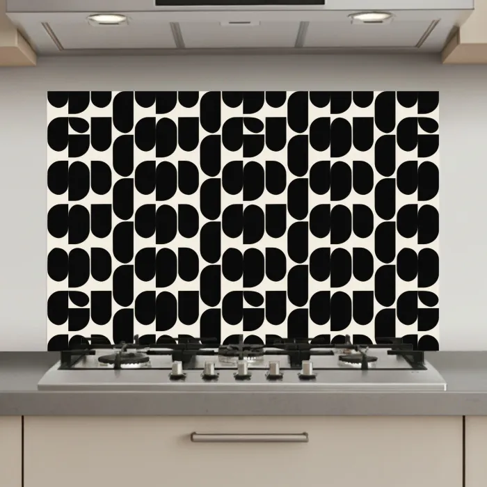 Modern - Patroon - Zwart keuken achterwand spatscherm klein 900 -3d_website