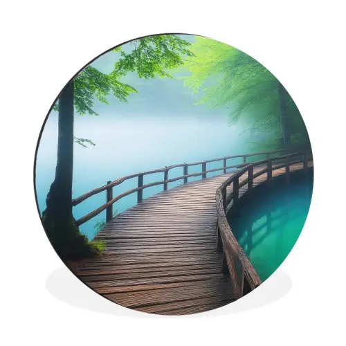 Brug - Water - Rivier - Bos Wandcirkel aluminium klein -3d