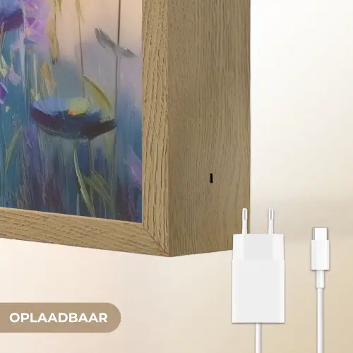 Zomers - Wilde bloemen - Penseelstreken Light Box met batterij (Wandlamp) middel -USP_websiteoplaadbaarNL