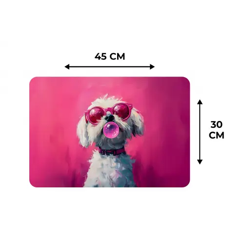 Pink - Hond - Bubbel Placemat vinyl groot -specs