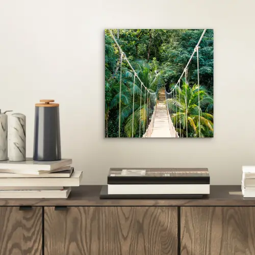 Jungle - Palmboom - Brug - Natuur - Planten aluminium wit klein -sfeer1