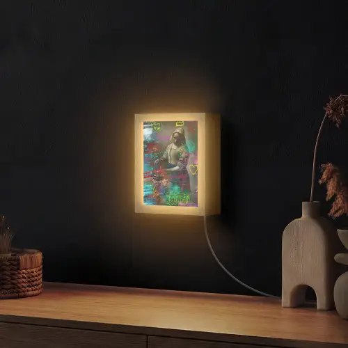 Melkmeisje - Johannes Vermeer - Graffiti Light Box met kabel (Wandlamp) klein -sfeer1