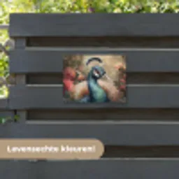 Pauw - Vogel - Bloemen - Planten - Pauwenveren tuinposter los doek klein -sfeer3