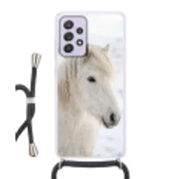 Paard - Kop - Winter - Dieren - Wit Hoesje Samsung Galaxy A52 5G met koord klein -3d