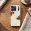 Kerst - Poinsettia - Omlijsting - Kleurrijk Telefoonhoesje iPhone 17 Pro klein -sfeer1