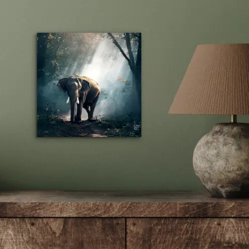 Olifant - Dieren - Licht - Bos - Natuur - Wilde dieren aluminium wit klein -sfeer2